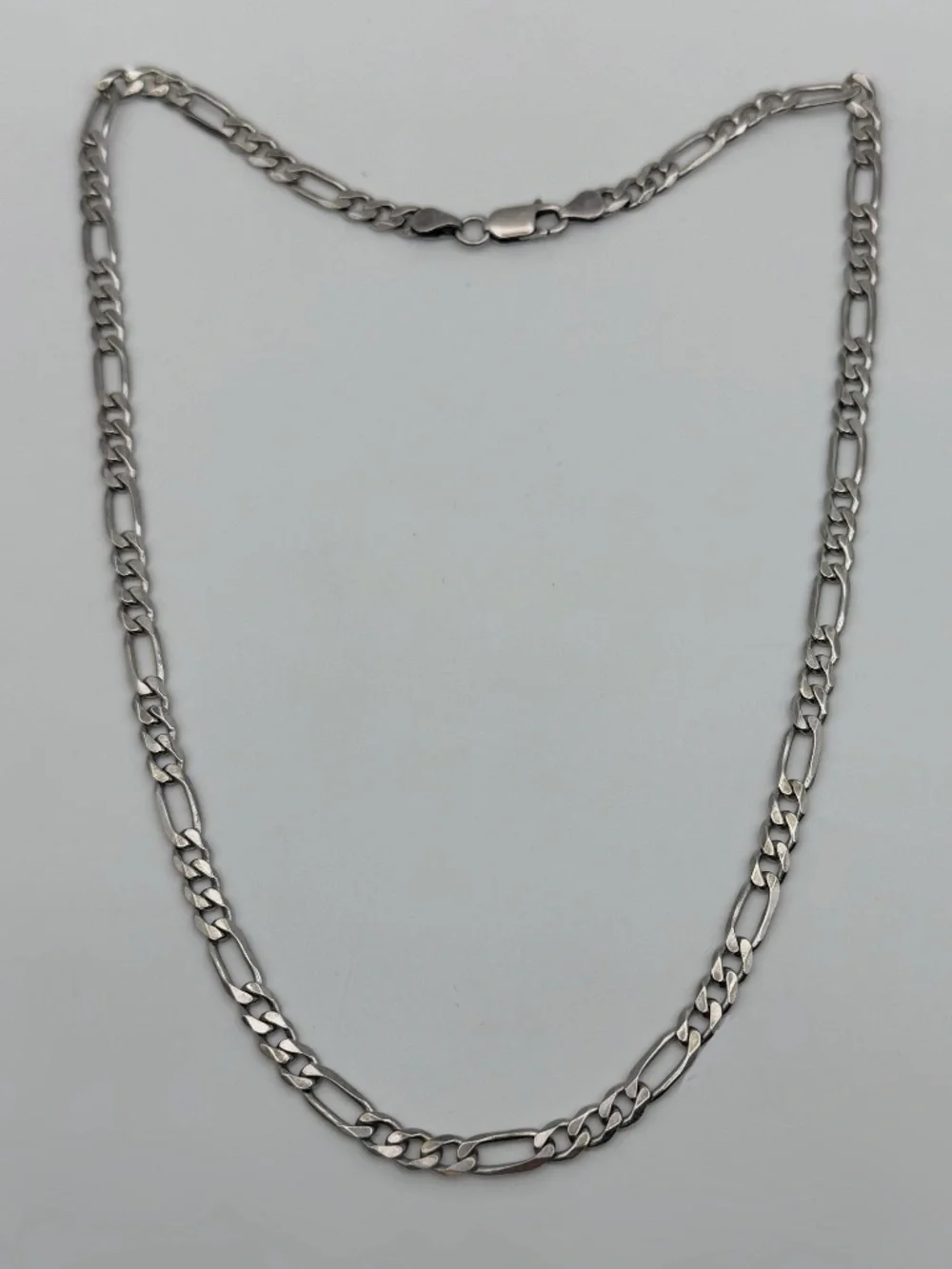 Italy 925 Sterling Silver solid Figaro Chain Necklace 20.5” 6mm